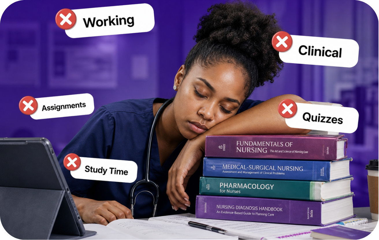 Nursing student studying Pharmacology with Quick Facts for Nursing School and ReMar V2 video lessons
